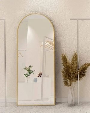 Arched Full Length Standing Mirror. (Golden and Black Frame)